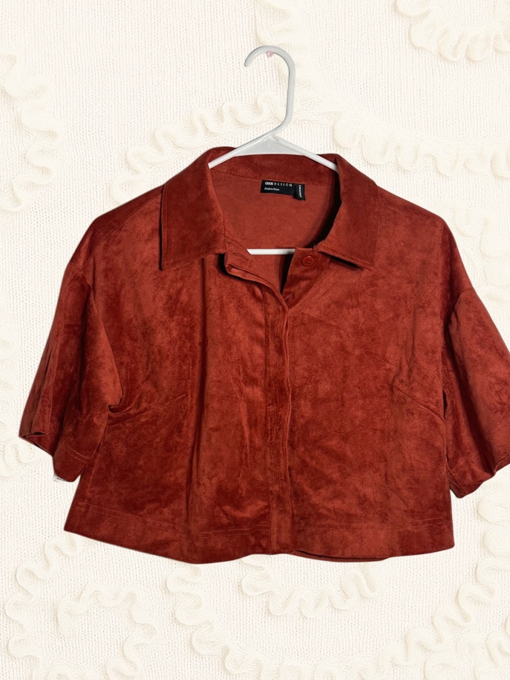 ASOS Design faux suede boxy shirt in rust